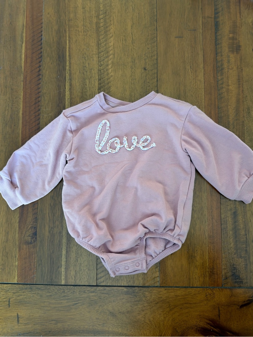 cloud island Mauve Pink "Love" Long-Sleeve sweatshirt Baby One-Piece